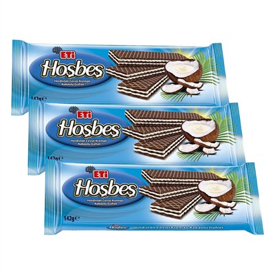 Eti Hoşbeş Hindistan Cevizi Kremalı Gofret 142 g 3lü paket