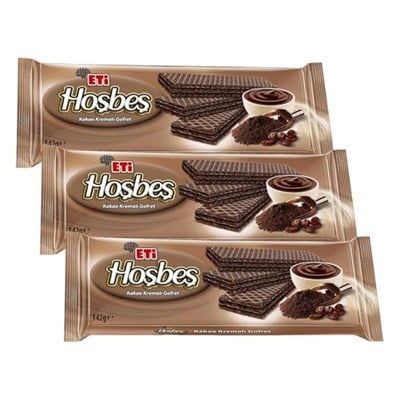 Eti Hoşbeş Kakao Kremalı Gofret 142 g 3lü paket
