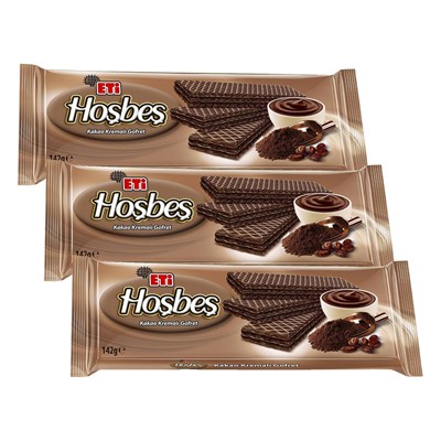 Eti Hoşbeş Kakao Kremalı Gofret 142 g 3lü paket