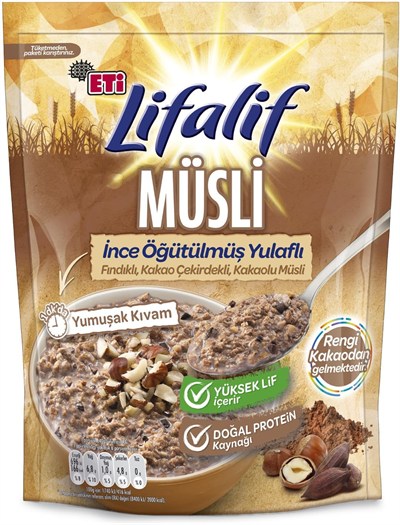 Eti Lifalif İnce Öğütülmüş Yulaflı Fındıklı, Kakao Çekirdekli, Kakaolu Müsli 250 g