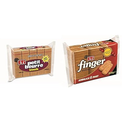 Eti Petit Beurre Bisküvi 5 x 200 g ve Eti Finger Bisküvi 6 x 150 g