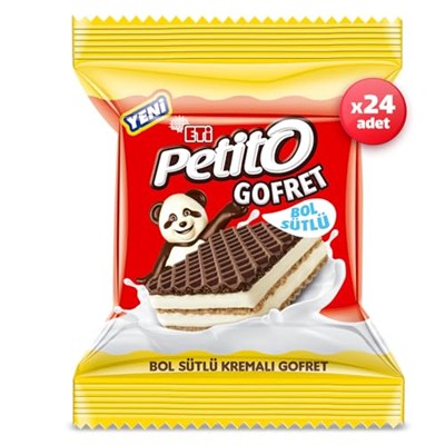 Eti Petito Bol Sütlü Kremalı Sade Kakaolu Gofret 26 g x 24 Adet