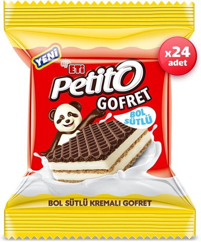 Eti Petito Bol Sütlü Kremalı Sade Kakaolu Gofret 26 g x 24 Adet