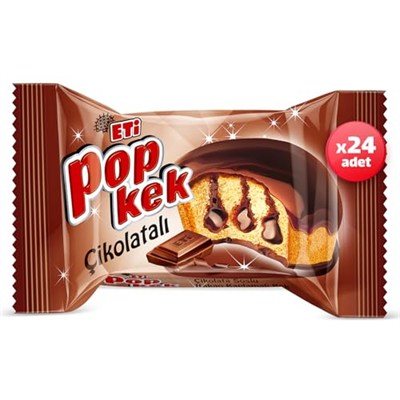 Eti Popkek Çikolatalı Kek 60 g x 24 Adet Kahverengi