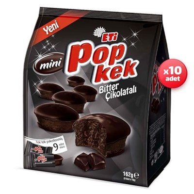 Eti Popkek Mini Bitter Çikolatalı Kek 162 g x 10 Adet