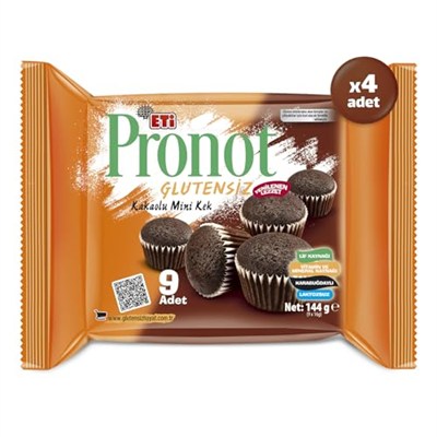 Eti Pronot Glutensiz Kakaolu Mini Kek 144 g x 4 Adet