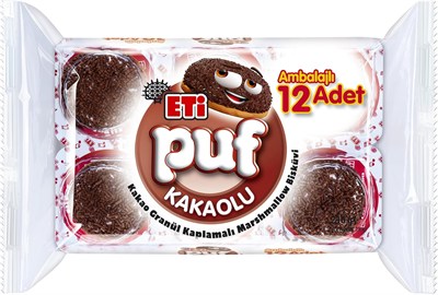Eti Puf Kakaolu Bisküvi 18 g 12 adet