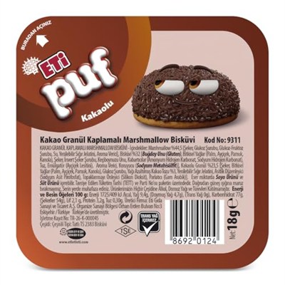 Eti Puf Kakaolu Bisküvi 18 g x 48 Adet
