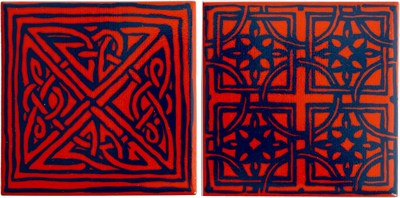Etnik Desenler Seramik Ahşap Kutulu 2li Bardak Altlığı