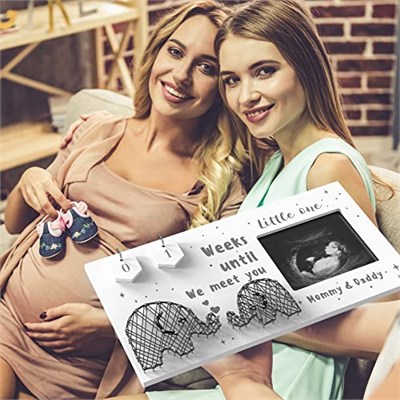 EURSET Bebek Sonogram Resim Çerçevesi / Bebek Geri Sayım Haftaları - Standart 10,16 cm x 7,62 cm Ultrason Fotoğraf - Hamilelik Duyuruları Fikirleri - Cinsiyet Açıklaması Bebek Partisi Hediyeleri - Ebe