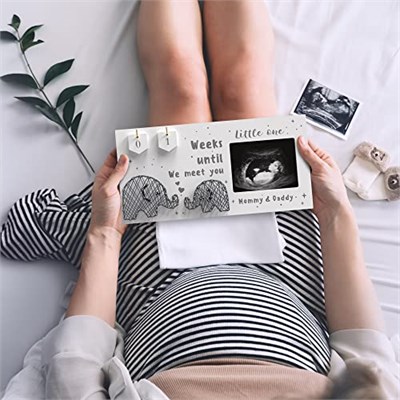 EURSET Bebek Sonogram Resim Çerçevesi / Bebek Geri Sayım Haftaları - Standart 10,16 cm x 7,62 cm Ultrason Fotoğraf - Hamilelik Duyuruları Fikirleri - Cinsiyet Açıklaması Bebek Partisi Hediyeleri - Ebe