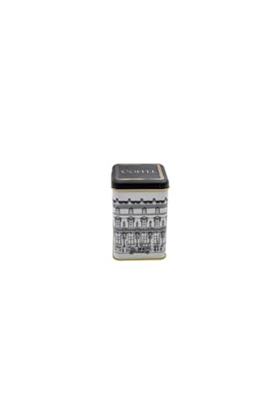 EVLE-Er022-2a City Coffee Desenli Kare Metal Saklama Kabı 11x11 Cm (City Coffee)