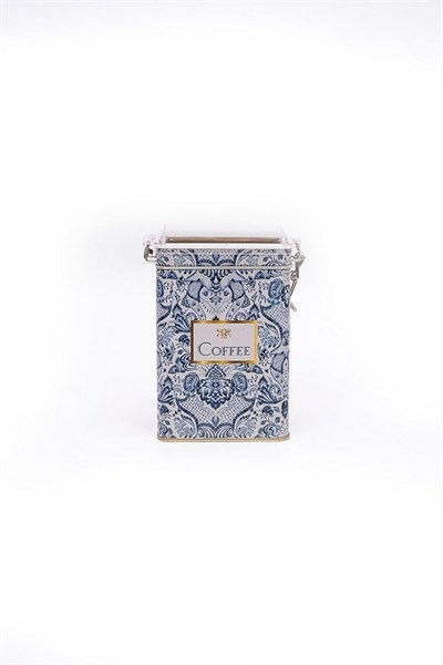 EVLE-Er043-y1 Azulejos Coffee Desenli Dikdörtgen Metal Saklama Kabı 8x10 Cm (Azulejos Coffee)