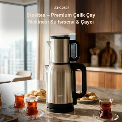 Evona Çelik 2 In 1 Çay Makinesi Su Isıtıcısı & Çaycı Steeltea