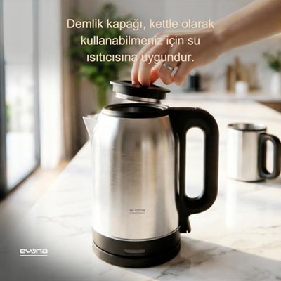 Evona Çelik 2 In 1 Çay Makinesi Su Isıtıcısı & Çaycı Steeltea