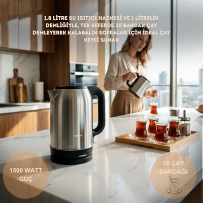 Evona Çelik 2 In 1 Çay Makinesi Su Isıtıcısı & Çaycı Steeltea
