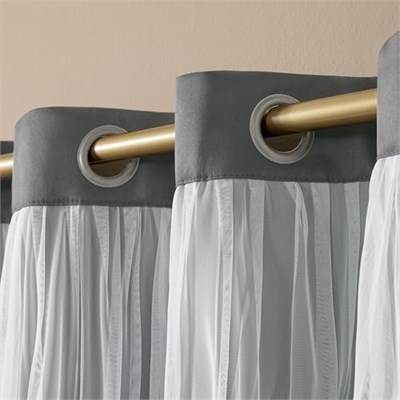 Exclusive Home Curtains Catarina perde, çok katmanlı, masif karartma perdesi ve tül yüzeyli yarı saydam pencere perdesi, 52 x 96 cm,  - Seçenekler: 52x63, 52x108, 52x120, 132G x 243.8U cm (2 Panel)...
