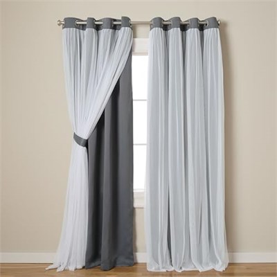 Exclusive Home Curtains Catarina perde, çok katmanlı, masif karartma perdesi ve tül yüzeyli yarı saydam pencere perdesi, 52 x 96 cm,  - Seçenekler: 52x63, 52x108, 52x120, 132G x 243.8U cm (2 Panel)...