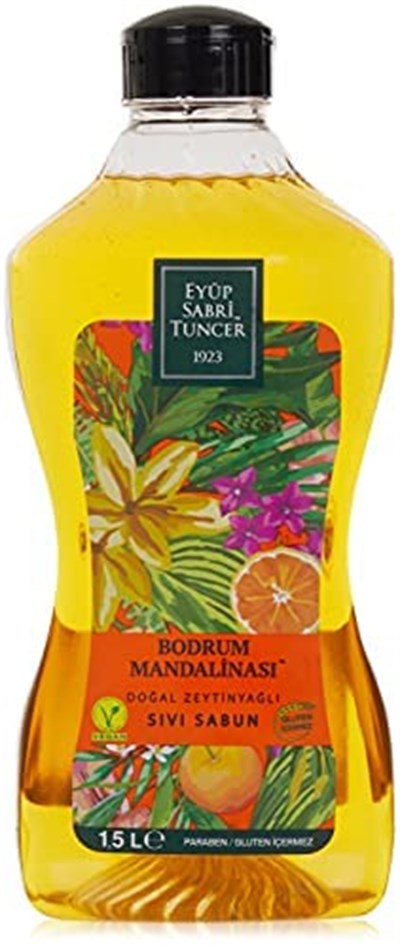 Eyüp Sabri Tuncer Doğal Zeytinyağlı Sıvı Sabun, Bodrum Mandalinası, 1,5 L Pet Şişe (1 x 1500 ml) - Seçenekler: 1 x 1500 ml, 1 x 1500 ml (3 paketi), 2 x 1500 ml