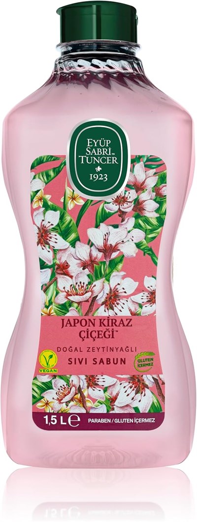 Eyüp Sabri Tuncer Doğal Zeytinyağlı Sıvı Sabun Japon Kiraz Çiçeği 1,5 L Pet Şişe (1 x 1500 ml)
