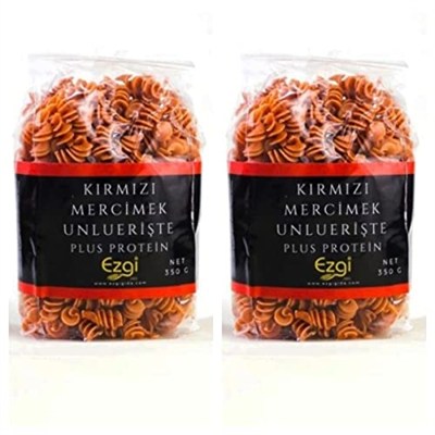 Ezgi Vegan Kırmızı Mercimek Unlu Burgu Erişte 350 G x 2 adet