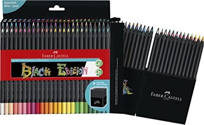 Faber-Castell 116450 - Renkli kalemler Blackwood, Black Edition, 50li kutu, parlak renkler, yumuşak çizgili, siyah ahşap