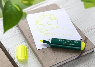 Faber-Castell 1548 Fosforlu Kalem Sarı, Uzun Ömürlü, Yeniden Doldurulabilir, Dayanıklı Plastik Gövde