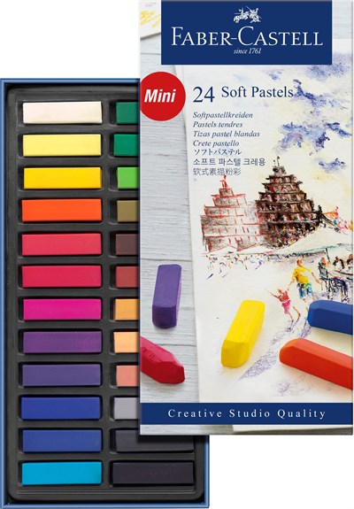 Faber-Castell Creative Studio Mini Toz Pastel Boya, 24 Renk, Yarım Boy, Yüksek Pigment, Parlak Renkler, Fiksatif Uyumlu, Tebeşir Bazlı Soft Pastel