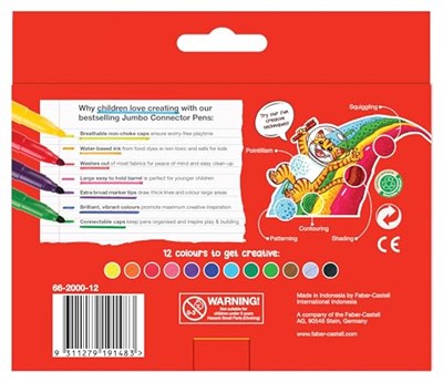 Faber-Castell Eğlenceli Jumbo Keçeli Kalem,12Li, 12 Renk