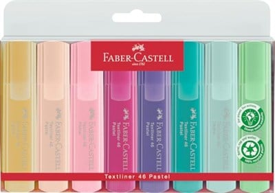 Faber-Castell Fosforlu Kalem Seti, 8’li, Pastel Renkler, Yeniden Doldurulabilir, 3 Farklı Çizgi Kalınlığı, Dayanıklı Mürekkep