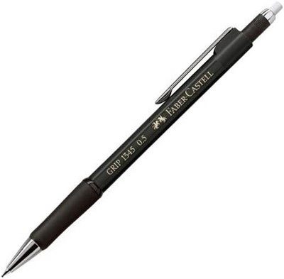 Faber-Castell Grip 1345 Versatil Kalem, 0.5 mm, Siyah 2022, Silgili, Saklanabilir Metal Uç, Ergonomik Tutuş