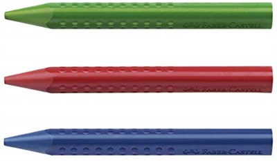 Faber-Castell Grip Jumbo Mum Boya, 12 Renk, Silinebilir, Parlak Renkler, Kalemtıraşla Açılabilir, Ergonomik Tutuş