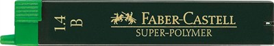 Faber-Castell İnce Uç Süper Polimer, 1,4 mm, Sertlik Derecesi B, 12 Uç, Kutuda