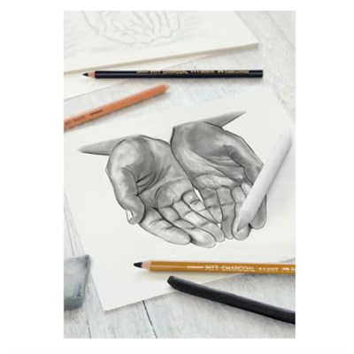Faber-Castell Kömür Sketch Seti, 7 Parça, Kara Kalem Çizim ve Eskiz İçin, Yüksek Kalite, Silgi ve Karıştırma Kalemi Dahil