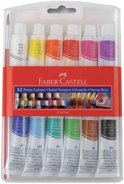 Faber-Castell Tüp Guaj Boya, 12 Renk - Seçenekler: Tüp, Yuvarlak
