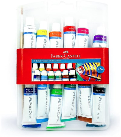 Faber-Castell Tüp Guaj Boya, 12 Renk - Seçenekler: Tüp, Yuvarlak