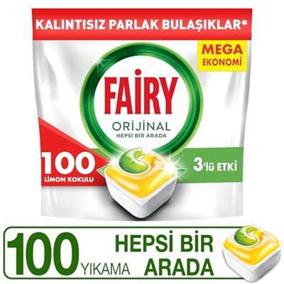 Fairy Hepsi Bir Arada Bulaşık Makinesi Deterjanı Kapsülü/Tableti 100 Yıkama Limon Kokulu