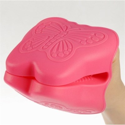 fame kitchen Un-228 Kelebek Figürlü Ikili Silikon Pembe Tutucu Eldiven