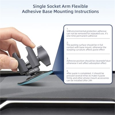 FANAUE RAM Bağlantıları ile Uyumlu Flex Yapışkanlı Top Tabanı B Boyutu Çift Soket Kolu, Motosiklet Telefon Dağı Bisiklet Telefon Tutucu için 1 