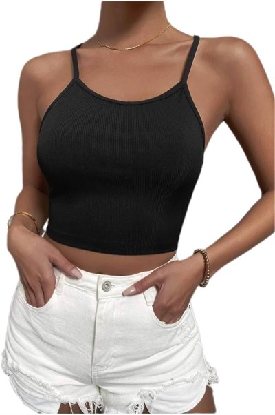 Fancy&Dancy Kadın Kaşkorse Şık Büstiyer - Ribana Kumaş Bağlama Detaylı Crop Üst - 50900