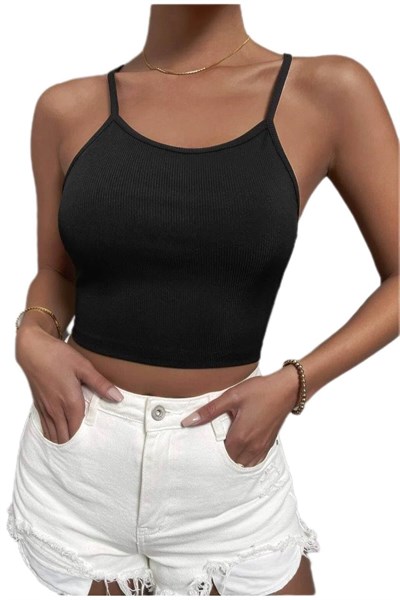 Fancy&Dancy Kadın Kaşkorse Şık Büstiyer - Ribana Kumaş Bağlama Detaylı Crop Üst - 50900