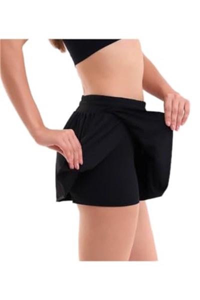 Fancy&Dancy Kadın Yüksek Bel Spor Şort Etek - Bel Kontrolü Olan Yoga Koşu Fitness Şort Etekleri – ŞortEtek