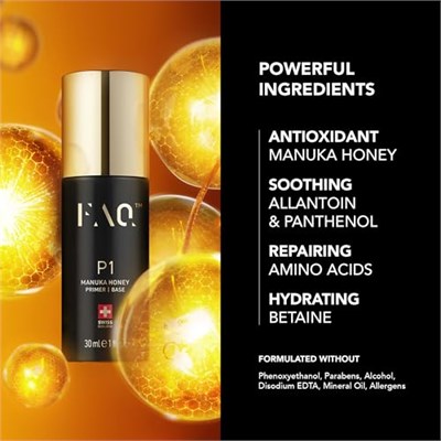 FAQ P1 Manuka Honey İletken Jel 30 ml – Besleyici, antioksidan ve nemlendirici etki – Allantoin & amino asitlerle yaşlanma karşıtı bakım – Dermatolog onaylı, tüm cilt tipleri için uygun | İletken asta