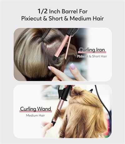 FARERY Seyahat boyutu saç maşası çift voltaj, Mini saç maşası, kısa saçlar için 1/2 inç namlu, Keratin ve Argan yağı infüzyonlu seramik mini saç bigudi, saklama çantalı seyahat saç bigudi