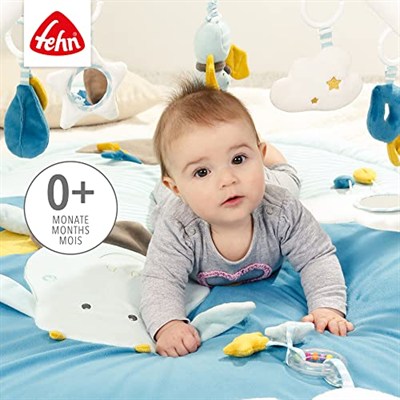 Fehn 3 boyutlu aktivite battaniyesi ve oyun matı, 5 çıkarılabilir oyuncaklı, 0+ yaş, Mavi Kale