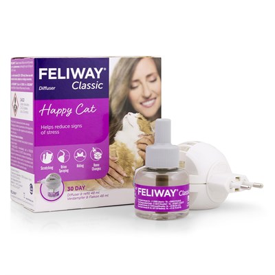 FELIWAY Classic 30 günlük feromon buharlaştırıcı başlangıç seti, 48 ml – kedi ve yavru kedilerde stres belirtilerini azaltmaya yardımcı olur, veterinerler tarafından tavsiye edilir, klinik olarak test