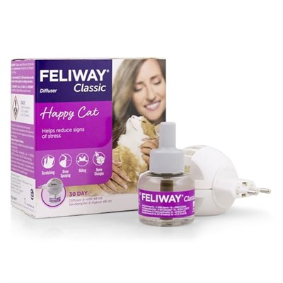 FELIWAY Classic 30 günlük feromon buharlaştırıcı başlangıç seti, 48 ml – kedi ve yavru kedilerde stres belirtilerini azaltmaya yardımcı olur, veterinerler tarafından tavsiye edilir, klinik olarak test