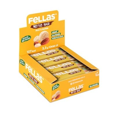 Fellas Meyve Bar, Muzlu ve Bademli, 35gr x 12 Adet