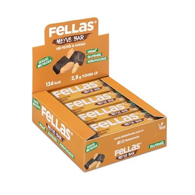 Fellas Meyve Bar, Yer Fıstığı ve Kakaolu, 35gr x 12 Adet - Seçenekler: 35gr x 12 adet, 35gr x 12 adet (2 paketi)