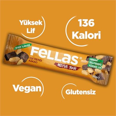 Fellas Meyve Bar, Yer Fıstığı ve Kakaolu, 35gr x 12 Adet - Seçenekler: 35gr x 12 adet, 35gr x 12 adet (2 paketi)